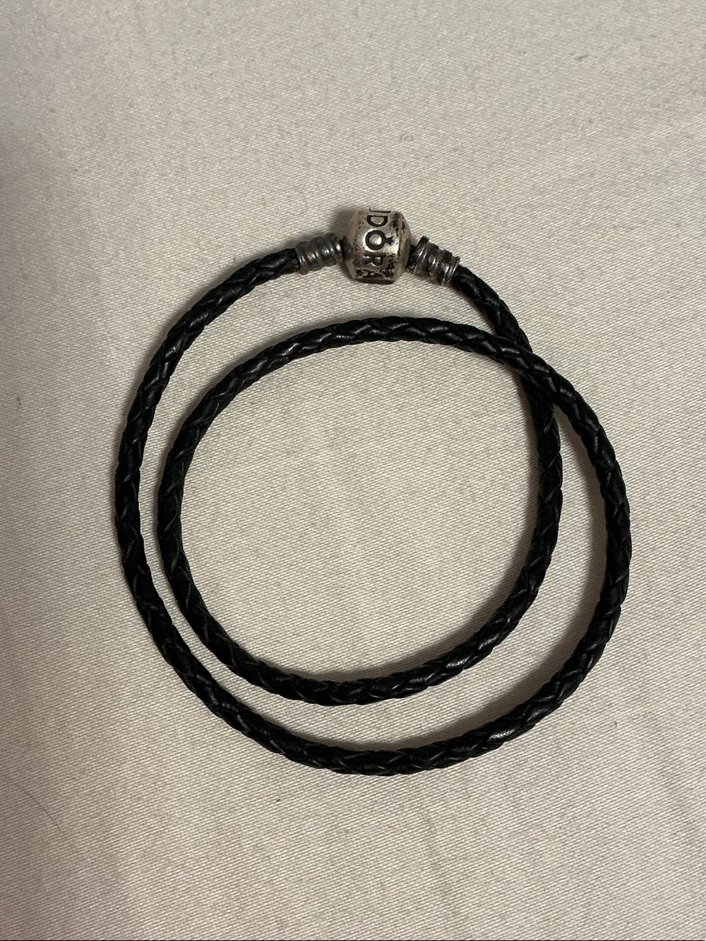 Pandora Black Braided Leather Double Wrap Bracelet